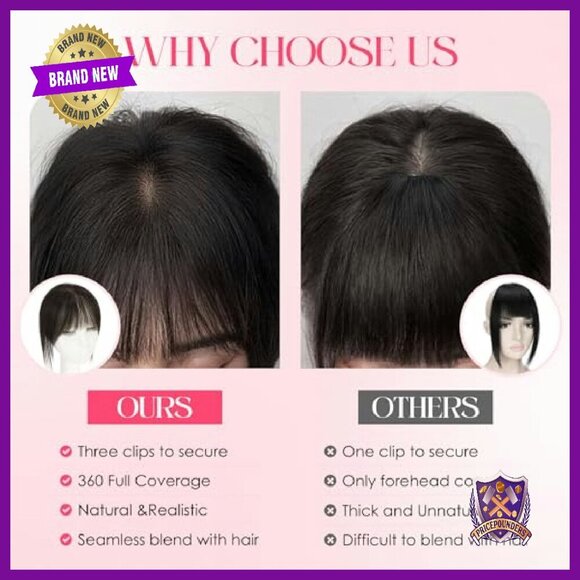 Real Human Hair Clip-On Bangs Topper with Wispy Fringe for Daily Wear main image 7
